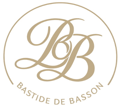 Logo doré de la Bastide de Basson avec monogramme BB entrelacé